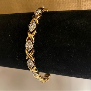 Chic Vintage TENNIS BRACELET- Gold o/v .925 Sterling Silver